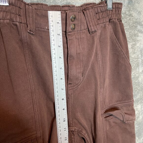 Pacsun Women Elastic Waist Baggy Loose Mid Rise Cargo Heavyweight Jean S Brown - Picture 8 of 10